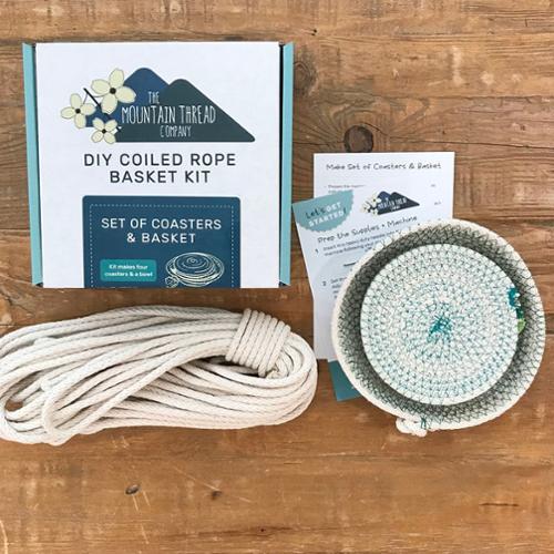 DIY Coiled Rope Basket Kit - Set of 4 Coasters & Bowl