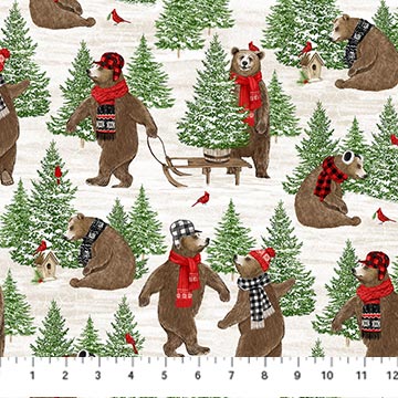 Beary Merry Christmas - Forest Bears, White Multi - 27057-10