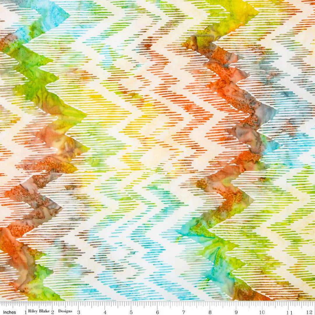 Neon Pop - Zig Zags, Yellow Cream - BT23051-262 - Expressions Batiks