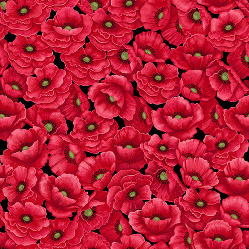 Merry Poppies - Packed Red Poppies, Red-Black - 7765-89