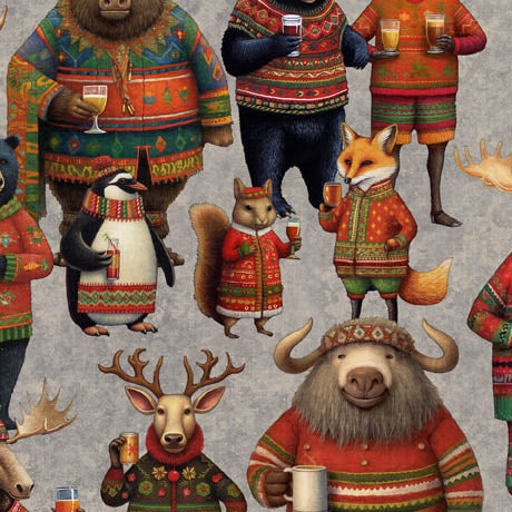 Christmas Party Animals - Party Animal All Over, Gray - 30402-K