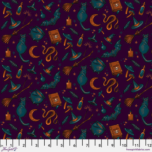Mystic Moonlight Cottage Halloween in Purple