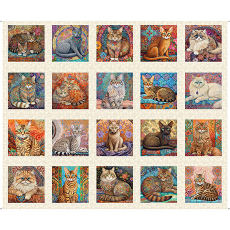 Panel 389 - Quilt Room Kitties - Picture Patches, Cream