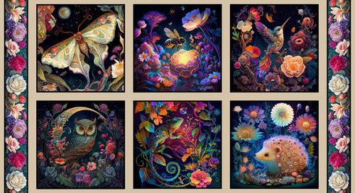 Panel 373 - Night Garden - Garden Critter Blocks