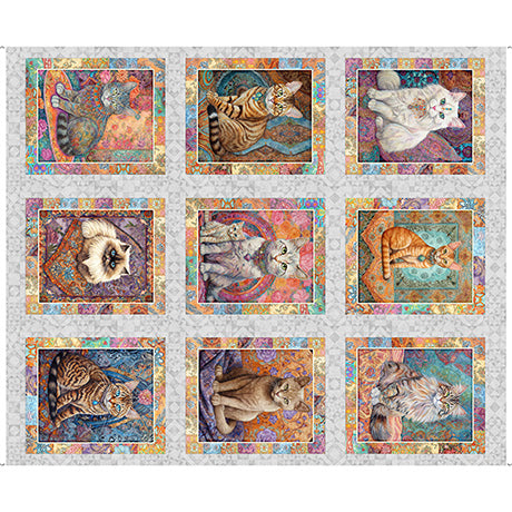 Panel 390 - Quilt Room Kitties - Panel, Gray