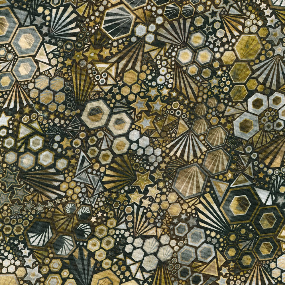 Wide Back - Phantasma - Stars and Geos, Walnut - 108" x 108"