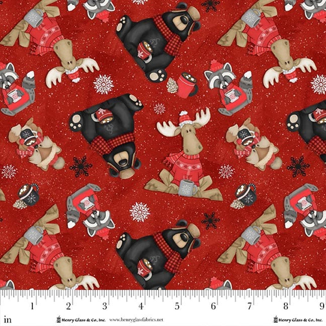 Pinecone Ridge Lodge - Tossed Animals, Red - 2127-88
