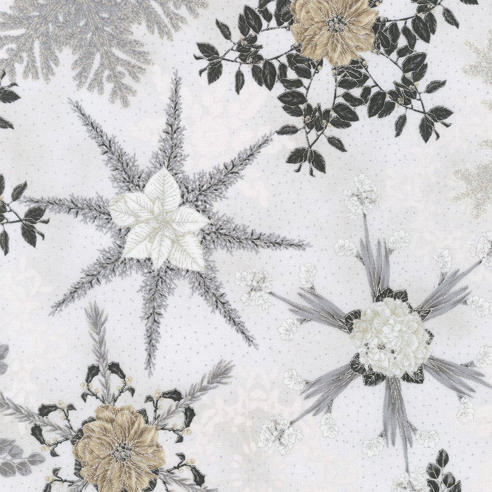 Holiday Flourish-Snow Flower - Taupe Color Story, Blanc - SRKM-21596-303