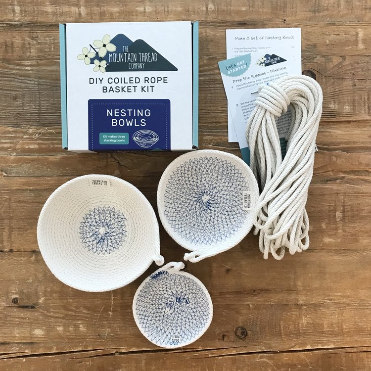 DIY Coiled Rope Basket Kit - Nesting Bowls - kit makes 3 stacking bowls