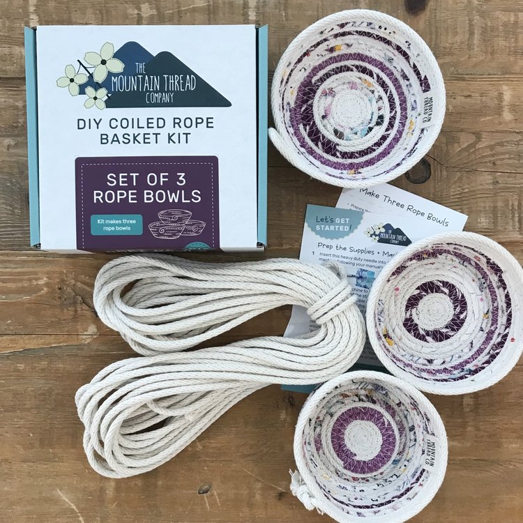 DIY Coiled Rope Basket Kit - Set of 3 Rope Bowls