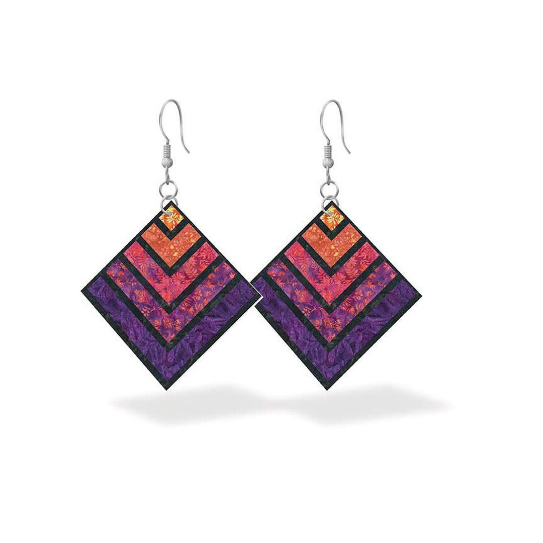 Leather Square Earrings - Seaside Sunset
