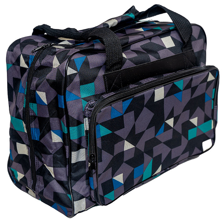 Sewing Machine Tote - Geometric Gray and Blue