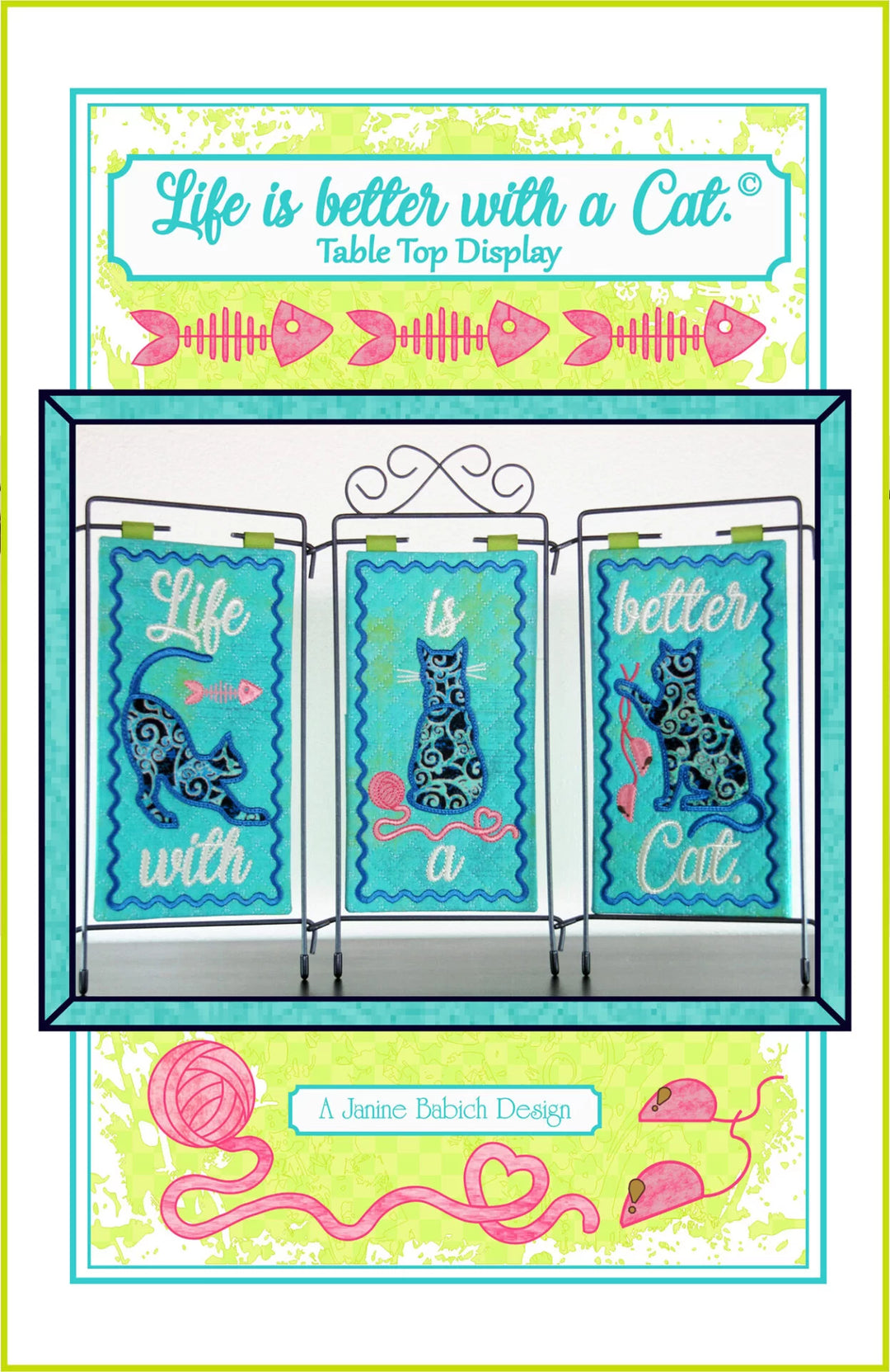 Life is Better With A Cat Table Top Display - Machine Embroidery