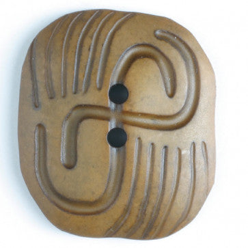 Dill Button 40mm Tribal Carved Tan