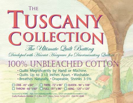 Tuscany Unbleached Cotton Batting 120in x 120in King