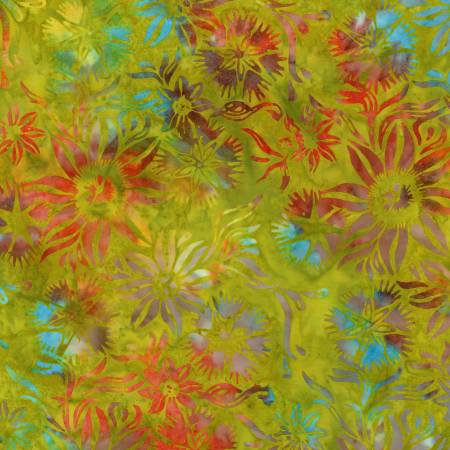 Tonga B8163 Moss Scheming Florals Batik