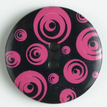 Dill Button 34mm Black/Pink Round