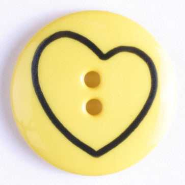 Dill Button 34mm Round Yellow/Black Heart
