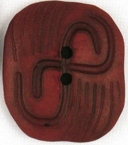 Dill Button 40mm Tribal Square Dark Red