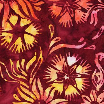 Mini Maple Leaf - Scheming Florals - Tonga-B8163 Cherry by Judy & Judel Niemeyer of Quiltworx