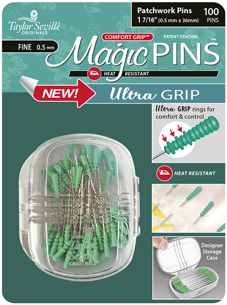 Taylor Seville Magic Pins - Ultra Grip Patchwork Fine-Green 100/PKG