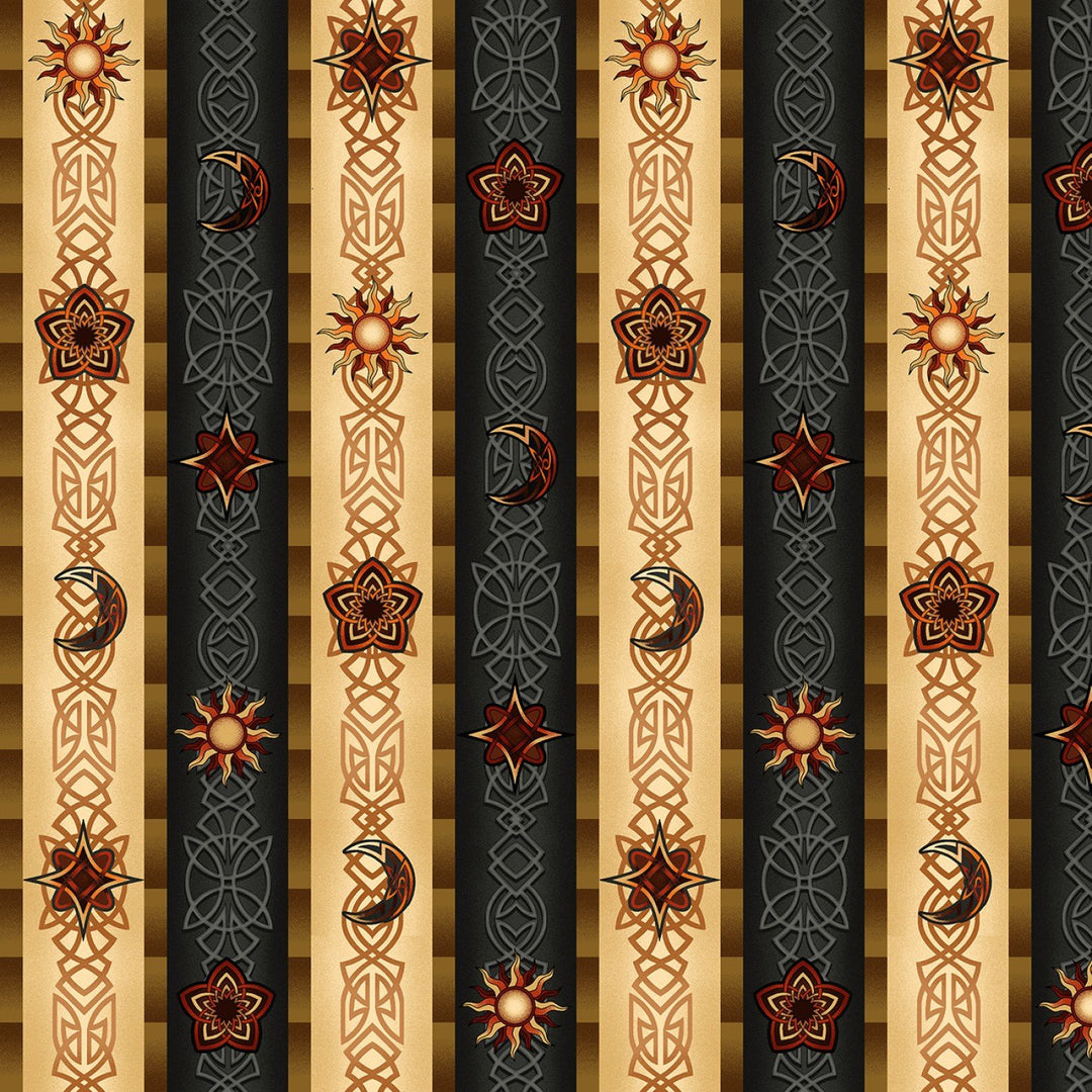 Haunted Village - Witchy Symbols Stripe - GLA-2802-99 BLACK