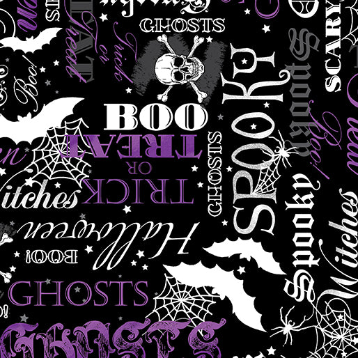 Halloween Spirit - Spooky Words Purple/Black - 12550G-67