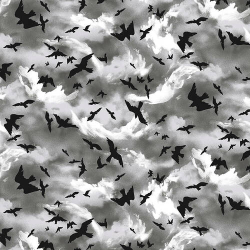 Midnight Magic - Flying Crows - 6396-90 GRAY/BLACK
