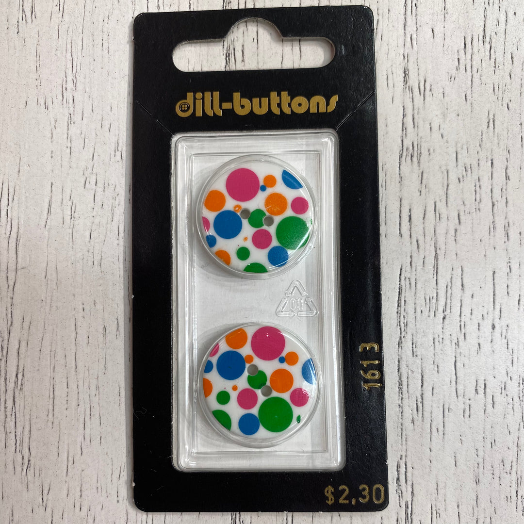 Dill Button 20mm Fashion Button Multi Colored Spots - Set of 2