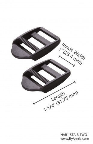 1" Strap Adjuster - Black Plastic package of 2