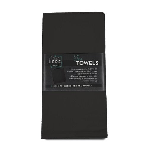 OESD Start Here Tea Towels - 2 pack Black