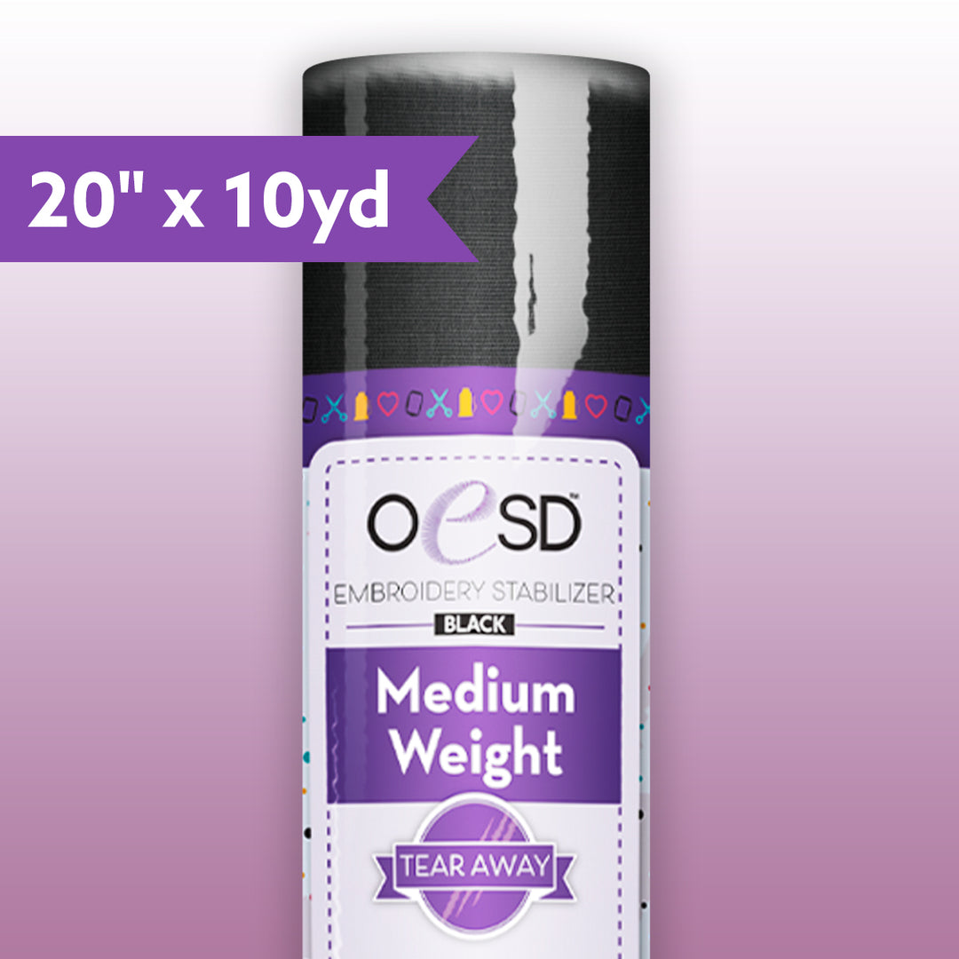 Medium Weight - Tear Away Stabilizer, Black - 20" x 10yds