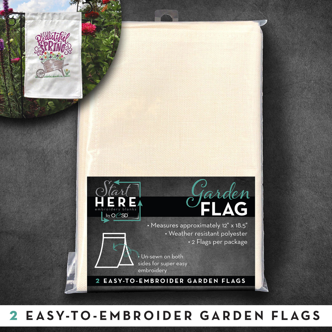 Easy to Embroider Garden Flags - Linen