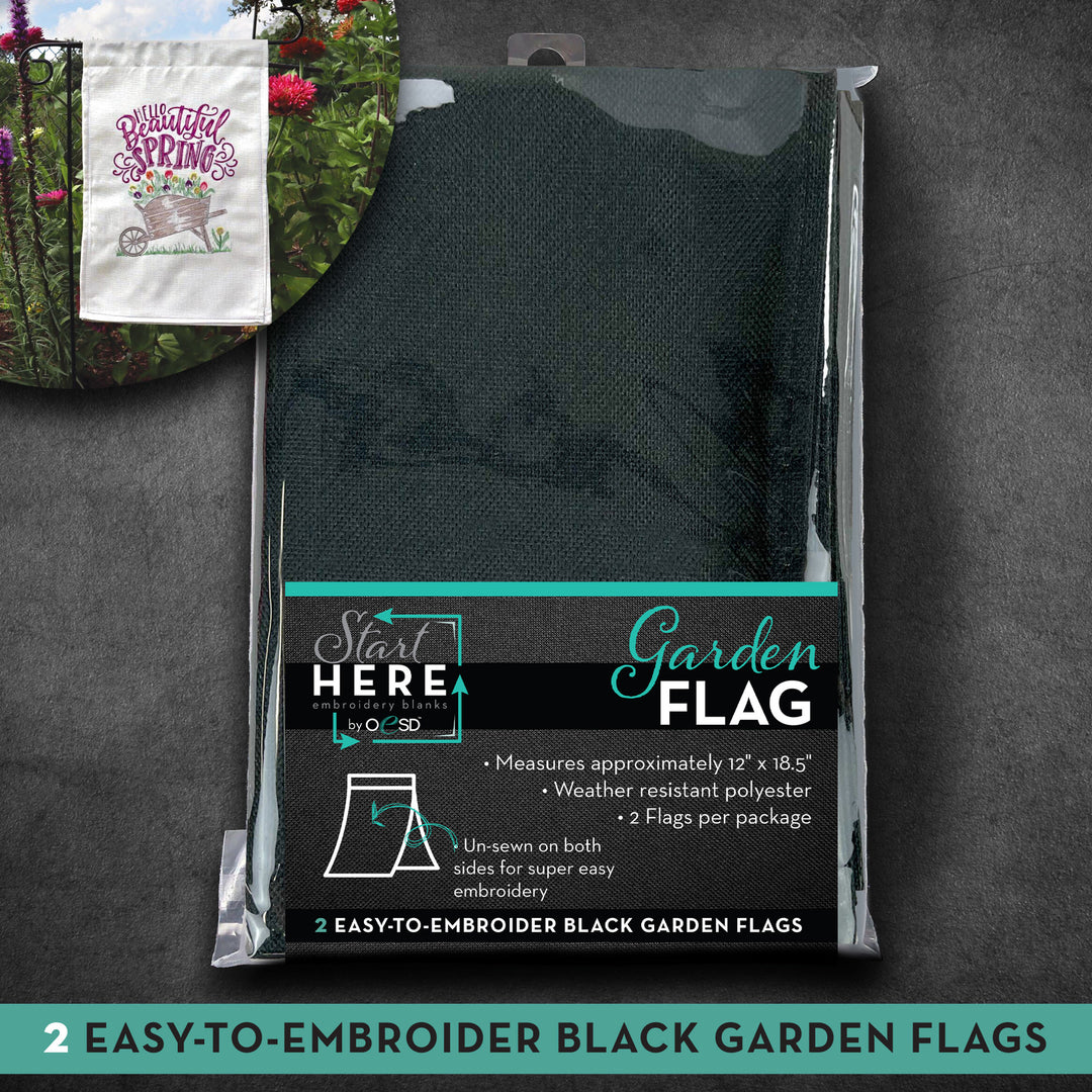 Easy to Embroider Garden Flags - Black