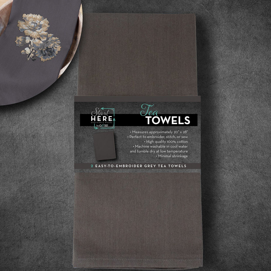 OESD Start Here Tea Towels - 2 pack Gray