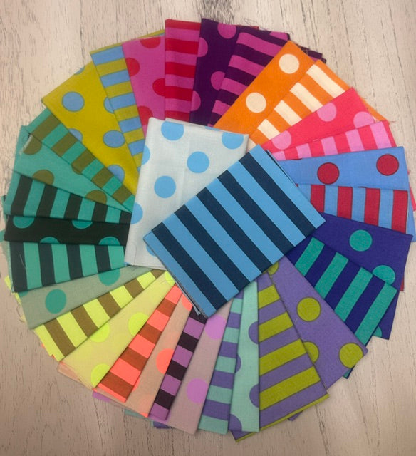 Tula Pink 10" squares - Stripes and Dots set of 36