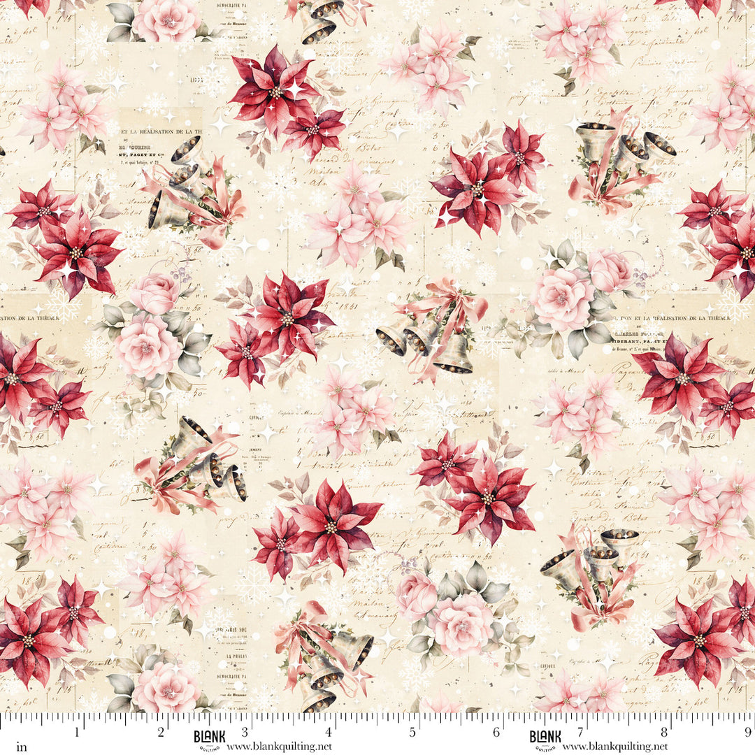 Christmas Magic - Poinsettias & Bells, Ivory - 2017-41