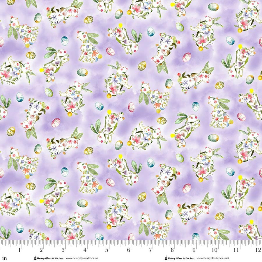 Basket Full of Blessings - Tossed Bunnies, Purple - Q-2134-55