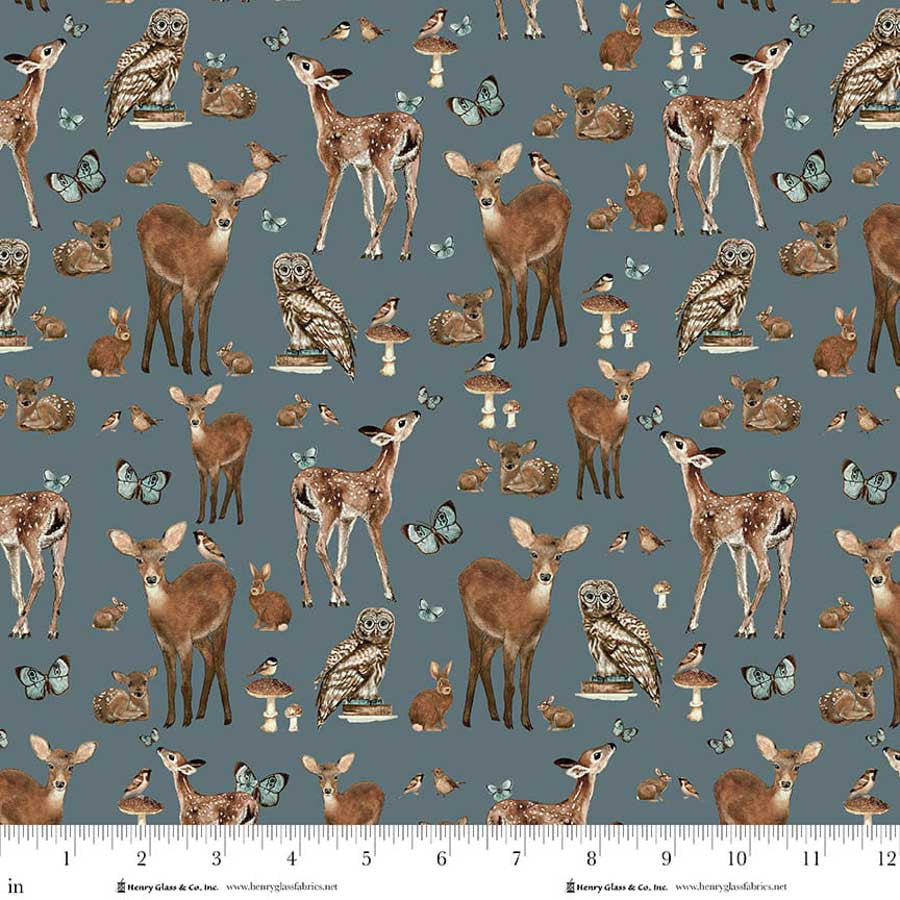 Whimsical Woods - Allover Animals, Dark Blue - Q-2230-77