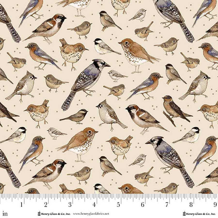 Whimsical Woods - Birds, Beige - Q-2231-44