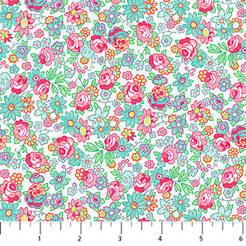 Quilting in Bloom - Mini Rose, White Multi - 28833-10