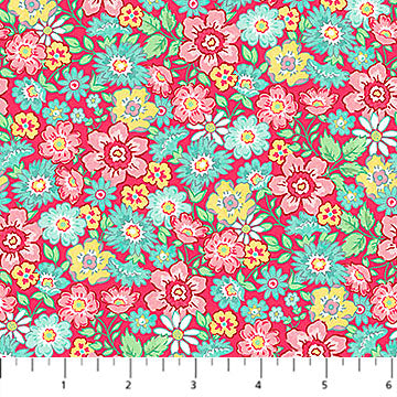 Quilting in Bloom - Packed Floral, Red Multi - 28835-24
