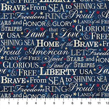 Stars and Stripes 14 - Words, Navy Multi - 29044-49