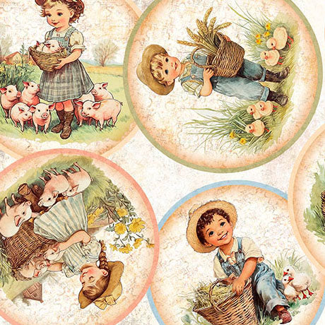 Lil Farmers - Circle Vignettes, Oatmeal - 31905-E