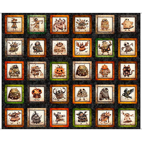 Panel 613 - Halloween Monster Picture Patches - Charcoal