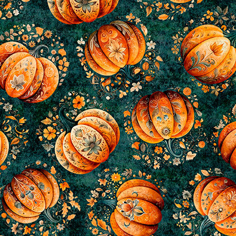 Harvest Hollow - Tossed Pumpkins, Teal - 31985-Q