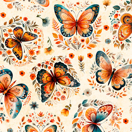 Harvest Hollow - Butterflies, Cream - 31986-E