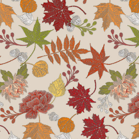 Autumn Stitches - Leaf Toss, Dusty Cream - 32033-E