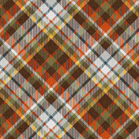 Autumn Stitches - Diagonal Plaid, Brown - 32036-A