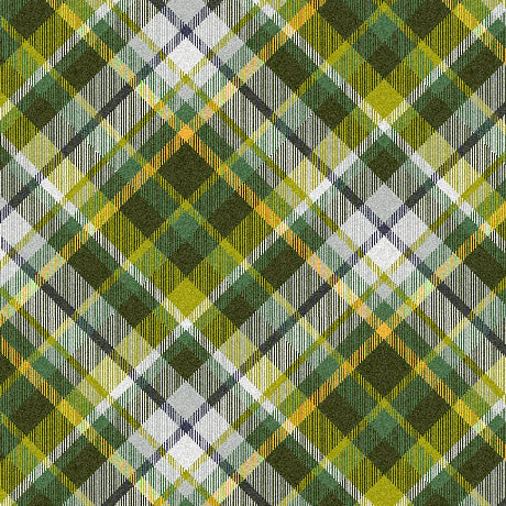 Autumn Stitches - Diagonal Plaid, Evergreen - 32036-F